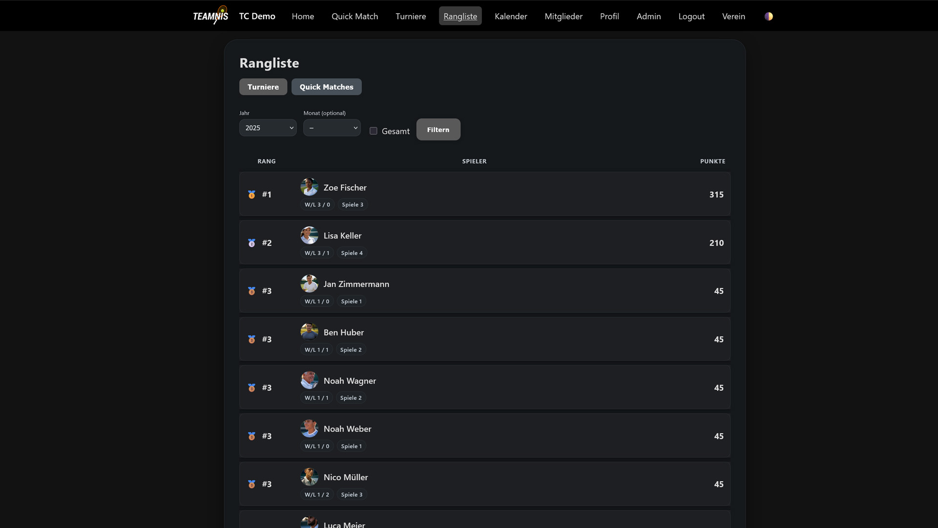 Rangliste – Dark Ansicht